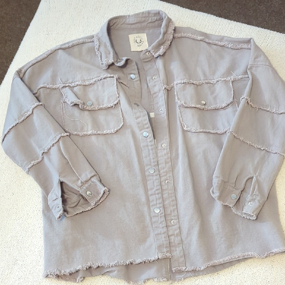Fantastic Fawn Gray Frayed Jacket